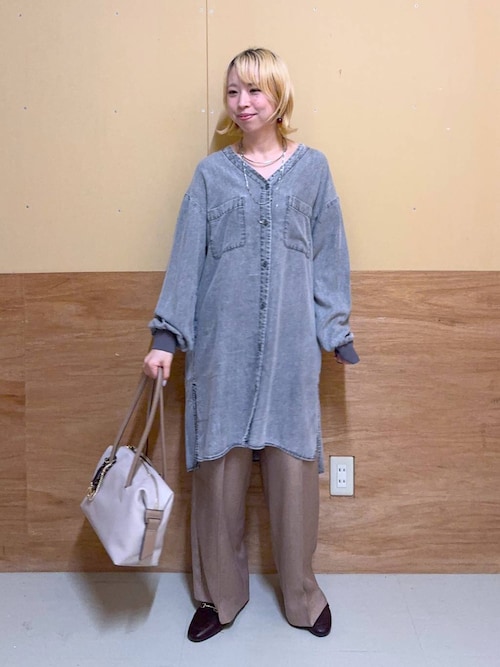 グローバルワーク　しゅり/エアリーリラックスデニムワンピース ジャンスカ しゅりプロデュース/エアリーリラックスデニムワンピース/一部