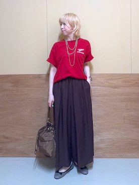 「アイテム（バレエシューズ）」を使った、Miyaさん（レディース・152cm）の夏コーディネート