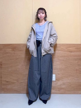 「GLOBAL WORK（グローバルワーク）のアイテム（マウンテンパーカー）」を使った、Miyaさん（レディース・152cm）の秋コーディネート