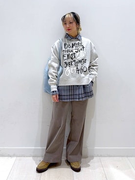 「ウエストゴム」｜「アイテム（アクセサリー）」を使った、Miyaさん（レディース・152cm）の冬コーディネート