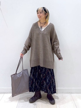 「アイテム（チョーカー）」を使った、Miyaさん（レディース・152cm）の秋コーディネート