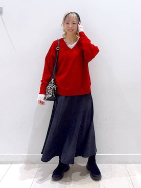 「ハグミーニット_GLOBALWORK」｜Miyaさん（レディース・152cm）の冬コーディネート