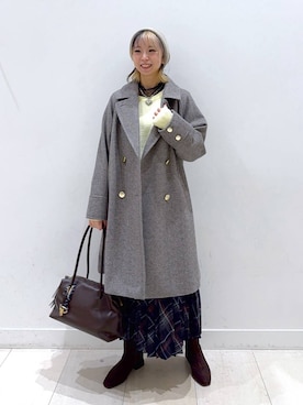 「アイテム（チェスターコート）」を使った、Miyaさん（レディース・152cm）の冬コーディネート