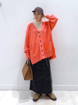 「ハグミーニット_GLOBALWORK」｜「アイテム（キャップ）」を使った、Miyaさん（レディース・152cm）の秋コーディネート