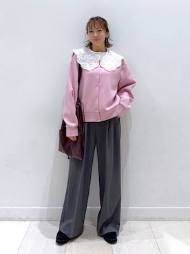 「アイテム（付け襟、ホワイト系）」を使った、Miyaさん（レディース・152cm）の秋コーディネート