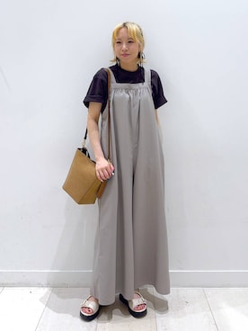 「GLOBAL WORK（グローバルワーク）のアイテム（オールインワン・サロペット）」を使った、Miyaさん（レディース・152cm）の夏コーディネート