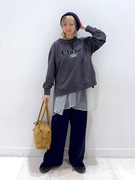 「アイテム（チョーカー）」を使った、Miyaさん（レディース・152cm）の秋コーディネート