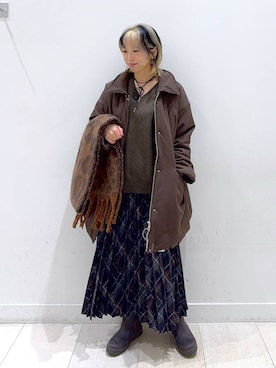 「アイテム（チョーカー）」を使った、Miyaさん（レディース・152cm）の秋コーディネート