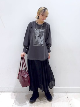 「アイテム（ボストンバッグ）」を使った、Miyaさん（レディース・152cm・30代）の秋コーディネート