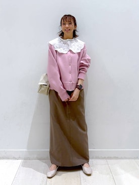 「アイテム（付け襟、ホワイト系）」を使った、Miyaさん（レディース・152cm）の秋コーディネート