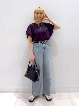 「アイテム（デニムパンツ）」を使った、Miyaさん（レディース・152cm）の夏コーディネート