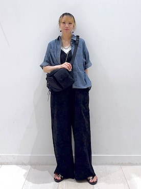 「GLOBAL WORK（グローバルワーク）のパフユーボディバッグ/1018003（ボディバッグ/ウエストポーチ、ブラック系）」を使った、Miyaさん（レディース・152cm）の夏コーディネート