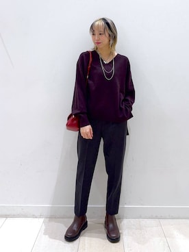 「GLOBAL WORK（グローバルワーク）のあったかウツクシルエットテーパードパンツ/575203（その他パンツ）」を使った、Miyaさん（レディース・152cm）の秋コーディネート