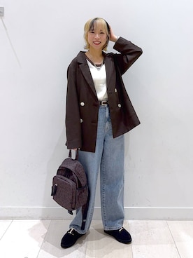 「アイテム（バックパック/リュック）」を使った、Miyaさん（レディース・152cm）の秋コーディネート