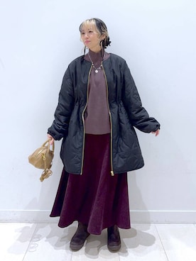 「GLOBAL WORK（グローバルワーク）の撥水キルトファーコート/499671（ブルゾン）」を使った、Miyaさん（レディース・152cm・30代）の秋コーディネート