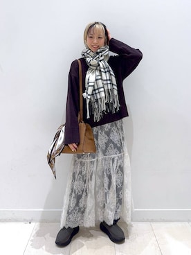 「アイテム（その他ヘアアクセサリー）」を使った、Miyaさん（レディース・152cm）の冬コーディネート