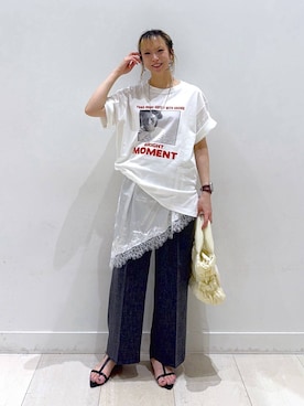 「GLOBAL WORK（グローバルワーク）のスッキリイージーパンツ/629832（その他パンツ、グレー系）」を使った、Miyaさん（レディース・152cm）の夏コーディネート
