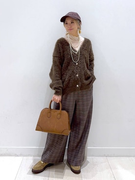 「ウエストゴム」｜「アイテム（帽子）」を使った、Miyaさん（レディース・152cm）の秋コーディネート