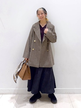 「体型カバー」｜「アイテム（アクセサリー）」を使った、Miyaさん（レディース・152cm）の冬コーディネート