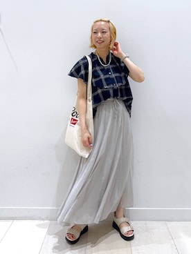 「アイテム（アクセサリー、ブルー系）」を使った、Miyaさん（レディース・152cm）の夏コーディネート