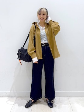 「アイテム（バレッタ/ヘアクリップ）」を使った、Miyaさん（レディース・152cm）の秋コーディネート