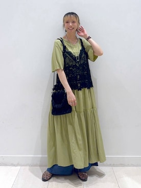 「ショルダーバッグ」｜「アイテム（ワンピース）」を使った、Miyaさん（レディース・152cm）の夏コーディネート