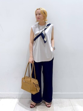 「GLOBAL WORK（グローバルワーク）のアイテム（ストール/ショール）」を使った、Miyaさん（レディース・152cm）の夏コーディネート