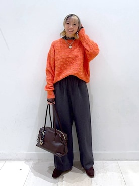 「アイテム（ニットキャップ/ビーニー、ホワイト系）」を使った、Miyaさん（レディース・152cm）の冬コーディネート