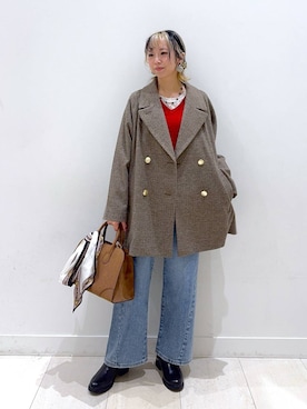 「アイテム（ヘアアクセサリー）」を使った、Miyaさん（レディース・152cm）の冬コーディネート