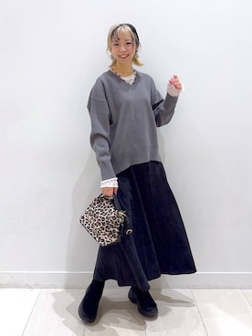 「体型カバー」｜「アイテム（アクセサリー）」を使った、Miyaさん（レディース・152cm）の冬コーディネート