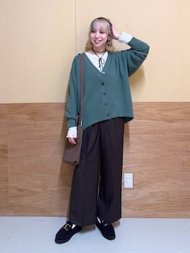 「アイテム（チョーカー）」を使った、Miyaさん（レディース・152cm）の秋コーディネート