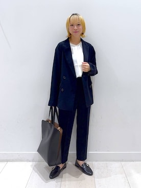 「GLOBAL WORK（グローバルワーク）のアイテム（テーラードジャケット）」を使った、Miyaさん（レディース・152cm）の秋コーディネート