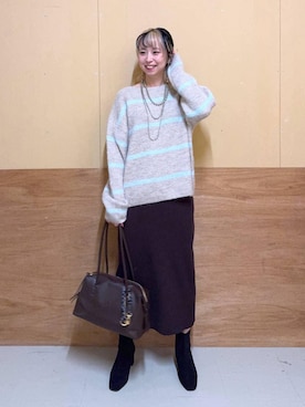 「体型カバー」｜「アイテム（アクセサリー）」を使った、Miyaさん（レディース・152cm）の冬コーディネート