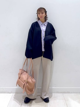 「GLOBAL WORK（グローバルワーク）のアイテム（トートバッグ）」を使った、Miyaさん（レディース・152cm）の秋コーディネート