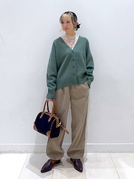 「GLOBAL WORK（グローバルワーク）のクリーンコーデュロイ/トラックパンツ/CLEAN MODE/589312（その他パンツ）」を使った、Miyaさん（レディース・152cm）の秋コーディネート