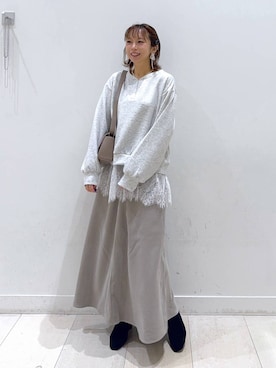 「GLOBAL WORK（グローバルワーク）のシリンダーバッグ/1054922（ショルダーバッグ、ベージュ系）」を使った、Miyaさん（レディース・152cm）の秋コーディネート
