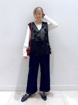「アイテム（バレッタ/ヘアクリップ）」を使った、Miyaさん（レディース・152cm）の秋コーディネート