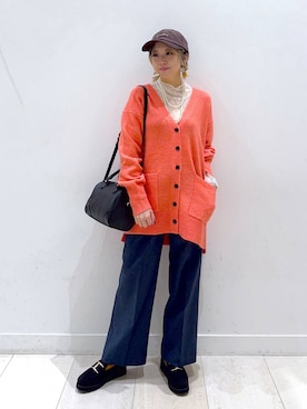 「ハグミーニット_GLOBALWORK」｜「アイテム（キャップ）」を使った、Miyaさん（レディース・152cm）の秋コーディネート