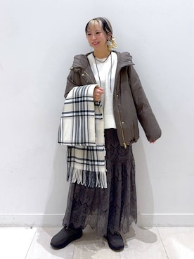 「アイテム（チョーカー）」を使った、Miyaさん（レディース・152cm）の冬コーディネート