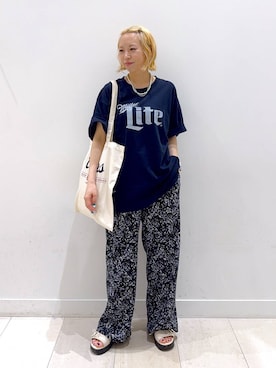 「アイテム（アクセサリー、ブルー系）」を使った、Miyaさん（レディース・152cm）の夏コーディネート