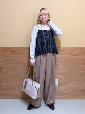 「GLOBAL WORK（グローバルワーク）のアイテム（キャミソール）」を使った、Miyaさん（レディース・152cm）の秋コーディネート