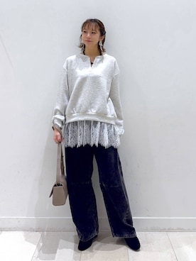 「GLOBAL WORK（グローバルワーク）のシリンダーバッグ/1054922（ショルダーバッグ、ベージュ系）」を使った、Miyaさん（レディース・152cm）の秋コーディネート
