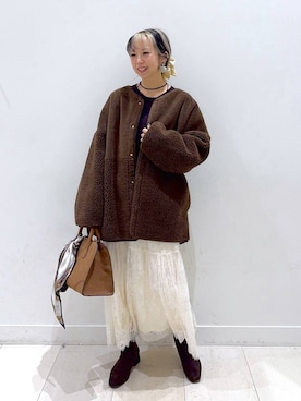 「アイテム（その他ヘアアクセサリー）」を使った、Miyaさん（レディース・152cm）の冬コーディネート