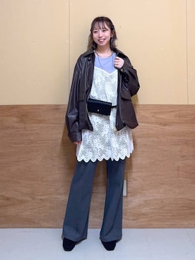 「GLOBAL WORK（グローバルワーク）のアイテム（ブルゾン）」を使った、Miyaさん（レディース・152cm）の秋コーディネート