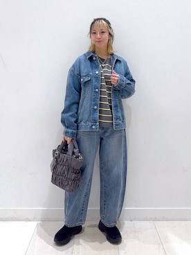 「アイテム（デニムジャケット）」を使った、Miyaさん（レディース・152cm・30代）の冬コーディネート