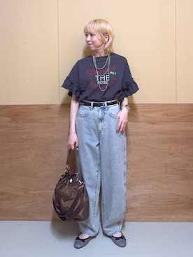 「GLOBAL WORK（グローバルワーク）のアイテム（パンツ）」を使った、Miyaさん（レディース・152cm）の夏コーディネート