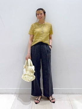 「GLOBAL WORK（グローバルワーク）のスッキリイージーパンツ/629832（その他パンツ、グレー系）」を使った、Miyaさん（レディース・152cm）の夏コーディネート
