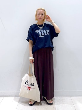 「GLOBAL WORK（グローバルワーク）のアイテム（パンツ）」を使った、Miyaさん（レディース・152cm）の夏コーディネート