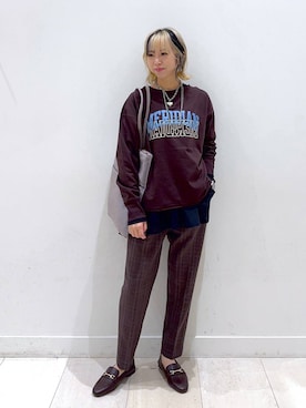 「GLOBAL WORK（グローバルワーク）のあったかウツクシルエットテーパードパンツ/575203（その他パンツ）」を使った、Miyaさん（レディース・152cm）の秋コーディネート