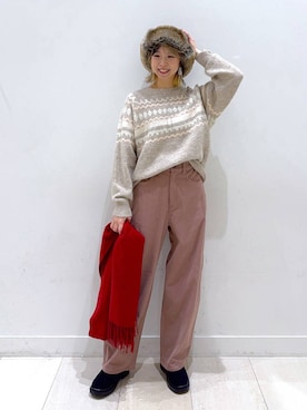 「GLOBAL WORK（グローバルワーク）のアイテム（マフラー）」を使った、Miyaさん（レディース・152cm）の秋コーディネート